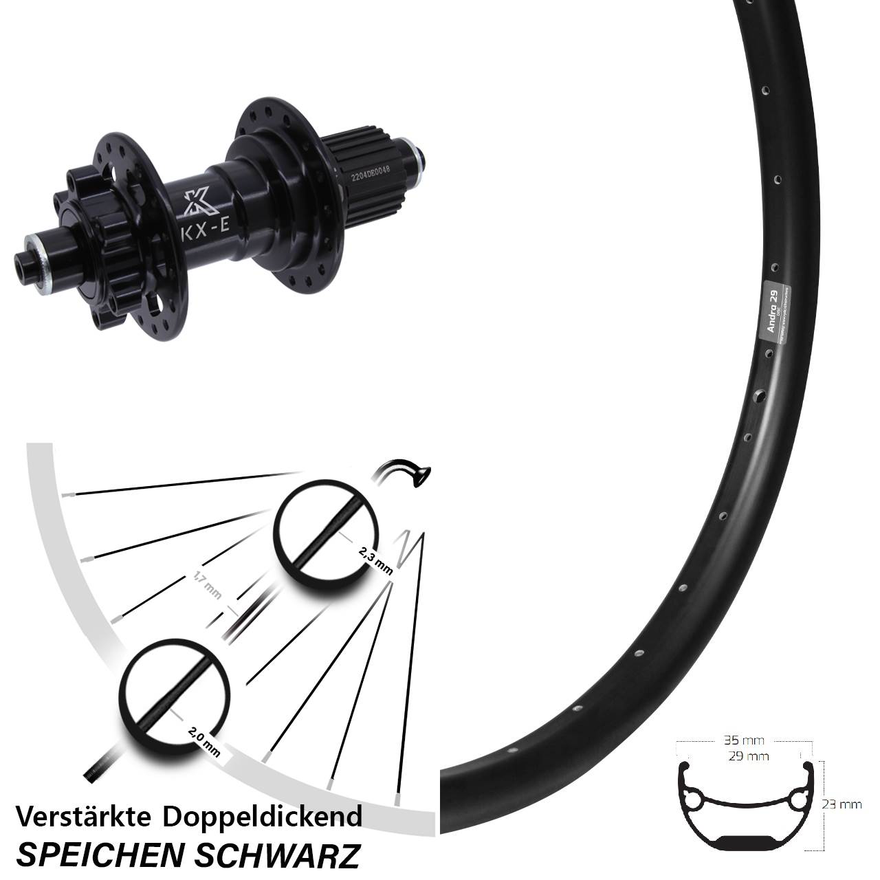 Disc Laufrad für Schnellspanner 20 Zoll Ryde Andra 29 KX-E Micro Spline