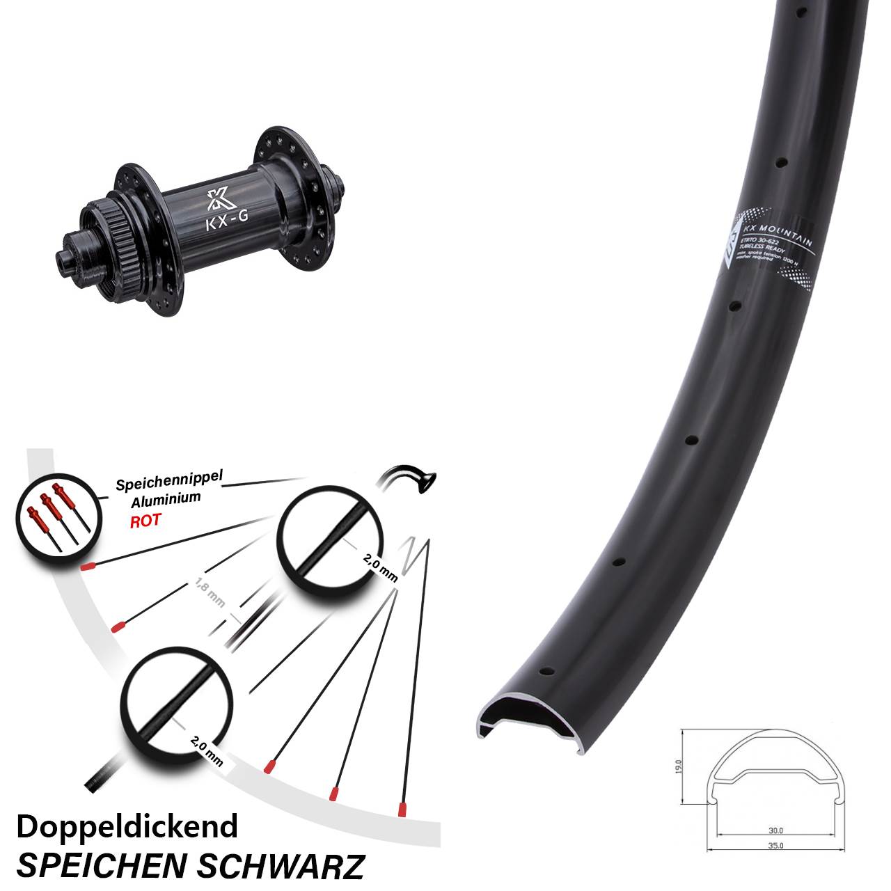 Disc Vorderrad 29 Zoll KX-G Mountain QR