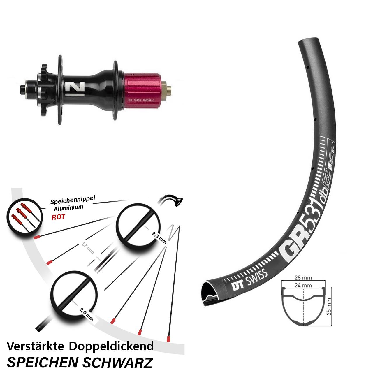DT Swiss GR 531 Novatec Superlight 29 Zoll 6-Loch Hinterrad QR 8-12 fach