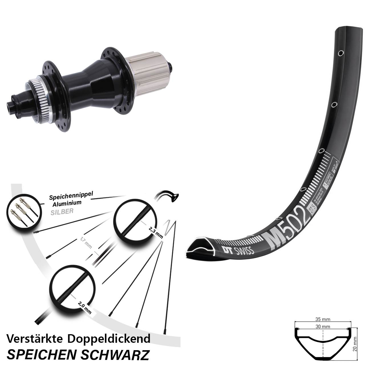 DT Swiss M502 Novatec CL-135 29 Zoll Centerlock Hinterrad für Schnellspanner 8-12 fach HG