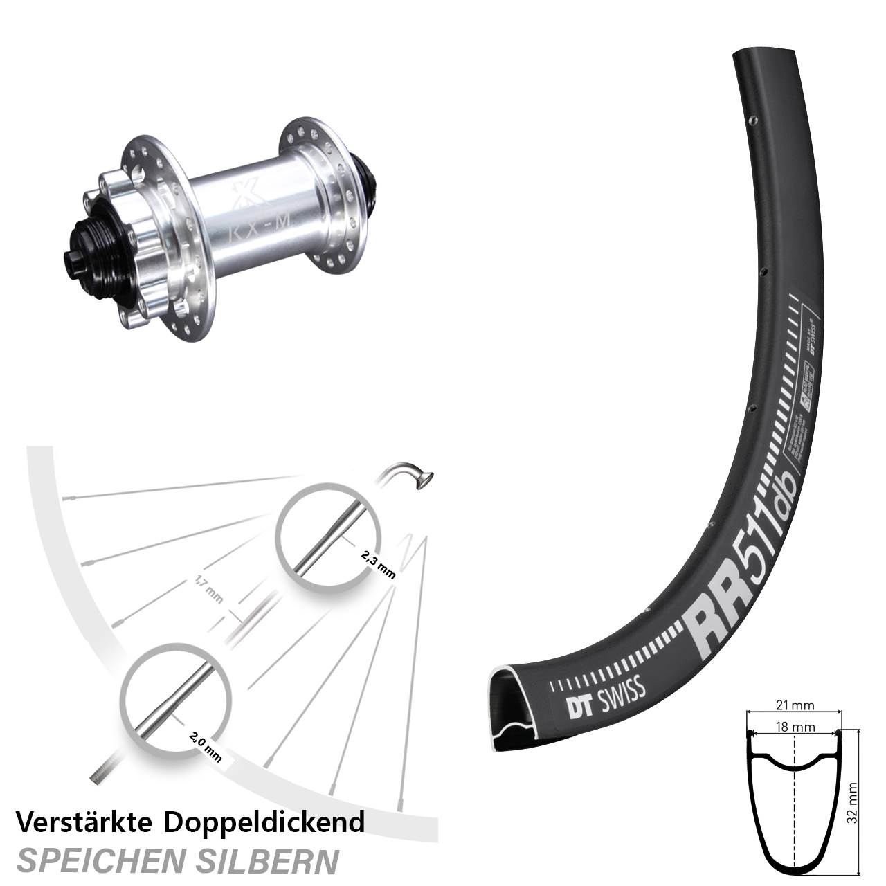 Disc Vorderrad 28 Zoll DT Swiss RR 511 KX-M QR