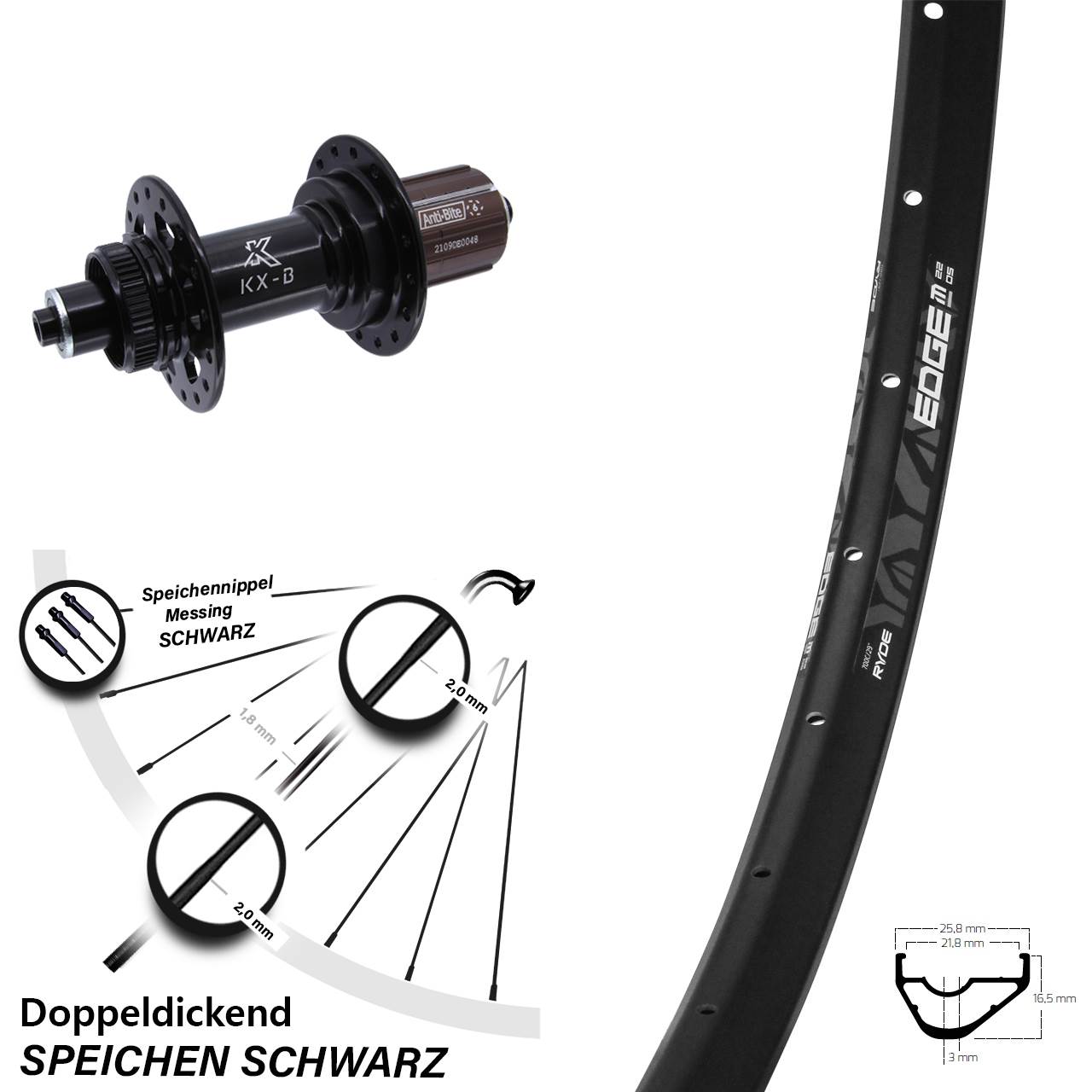 Boost Disc Hinterrad für Schnellspanner 28 Zoll Ryde Edge M22 OS KX-B 8-12 fach
