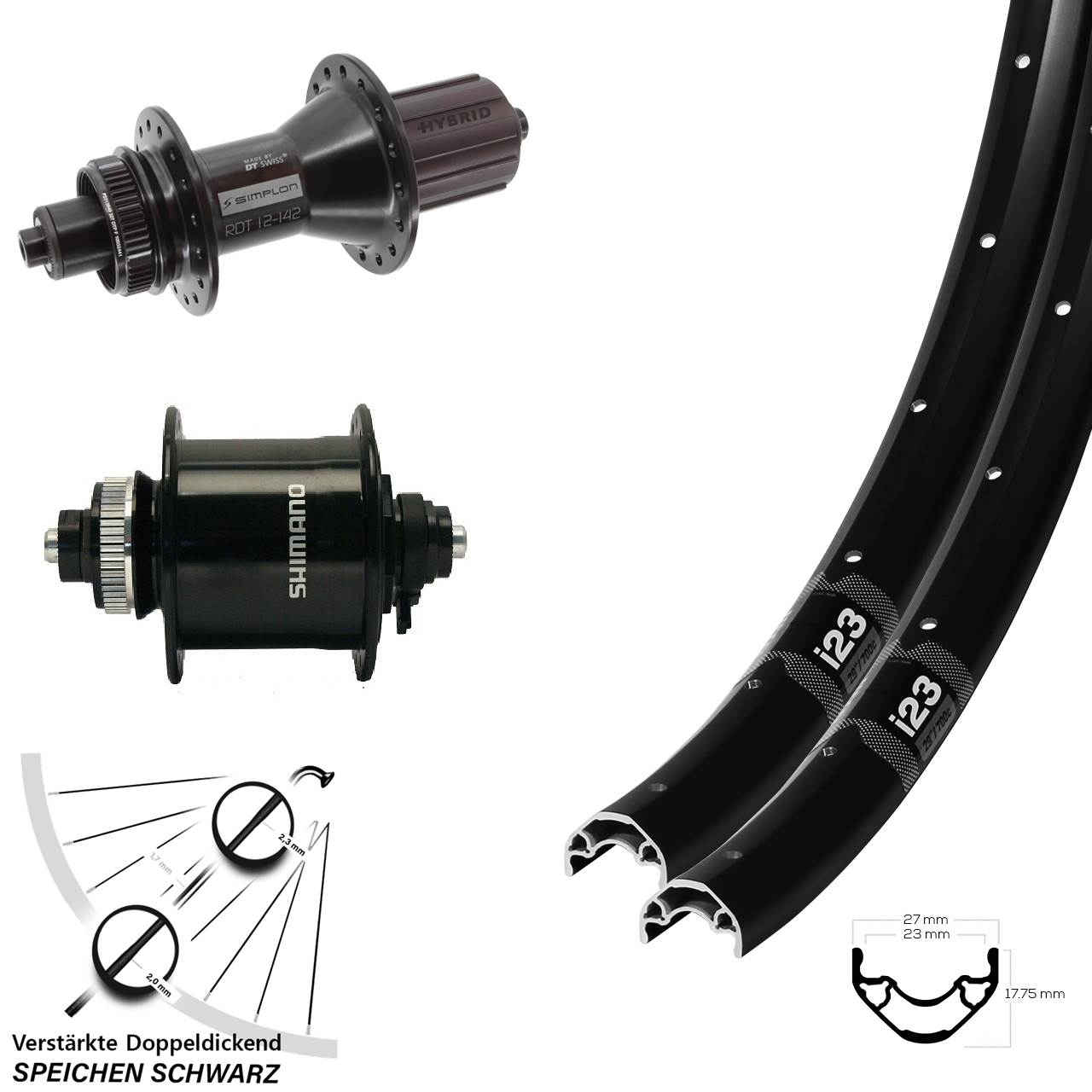 Disc Laufradsatz 28-29 Zoll WTB i23 DT Swiss 370 Hybrid DH-UR700-3D QR 8-11 fach HG