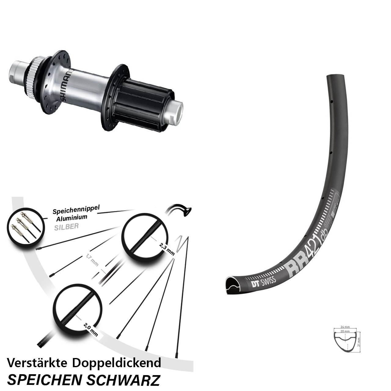 DT Swiss RR421 Shimano FH-RS770 28 Zoll Disc Laufrad 12x142 8-12 fach