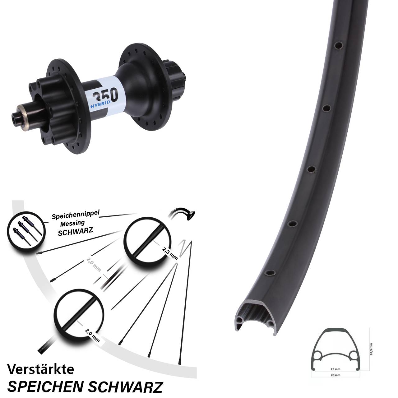6-Loch Hinterrad 28-29 Zoll Ambrosio Sport DT Swiss 350 Hybrid Singlespeed QR