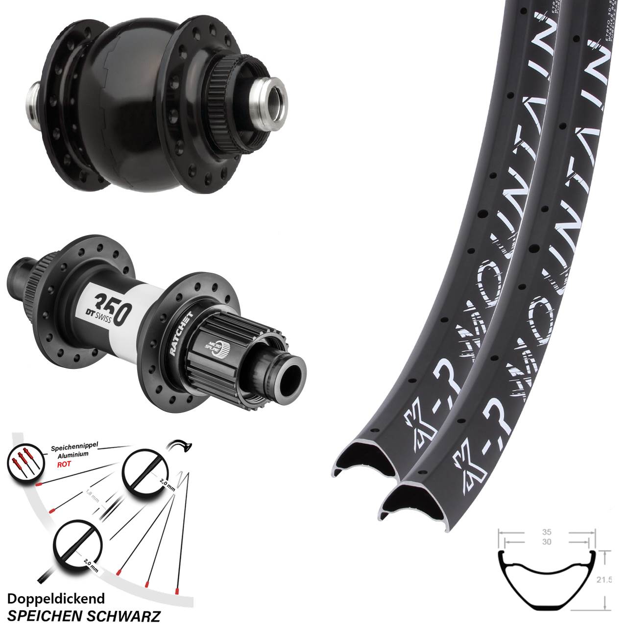 Disc Laufradsatz 12x100/142 29 Zoll KX-R Mountain DT Swiss 350 SON delux Micro Spline