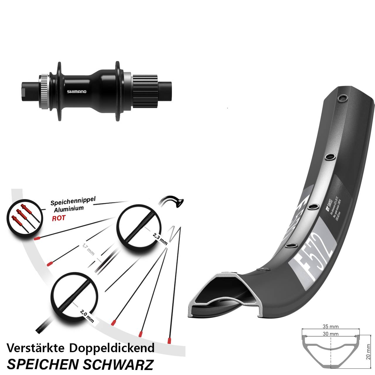 Disc Hinterrad 12x148 27,5 Zoll DT Swiss F572 Shimano FH-TC500-B Micro Spline