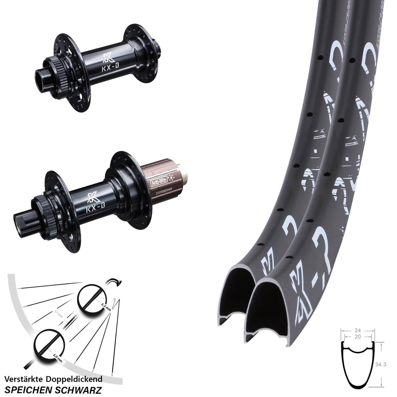 Disc Laufradsatz 29 Zoll KX-BR Road 8-12 fach HG 12x110/148 Boost