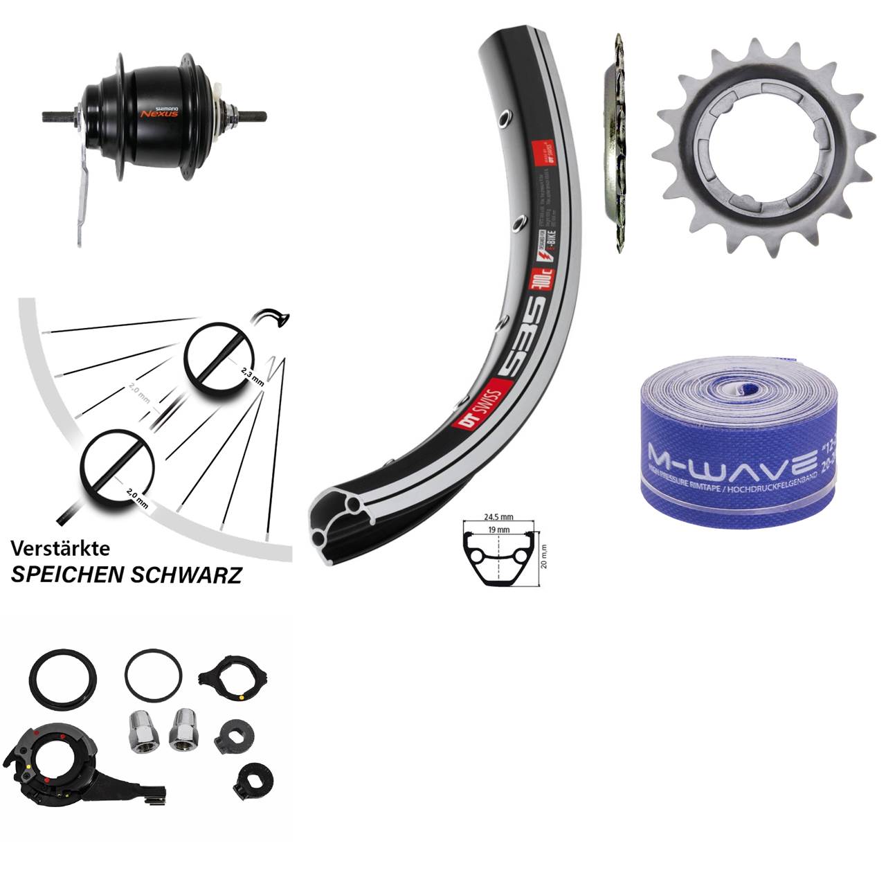 Hinterrad 26 Zoll DT Swiss Shimano Nexus 8 Gang schwarz