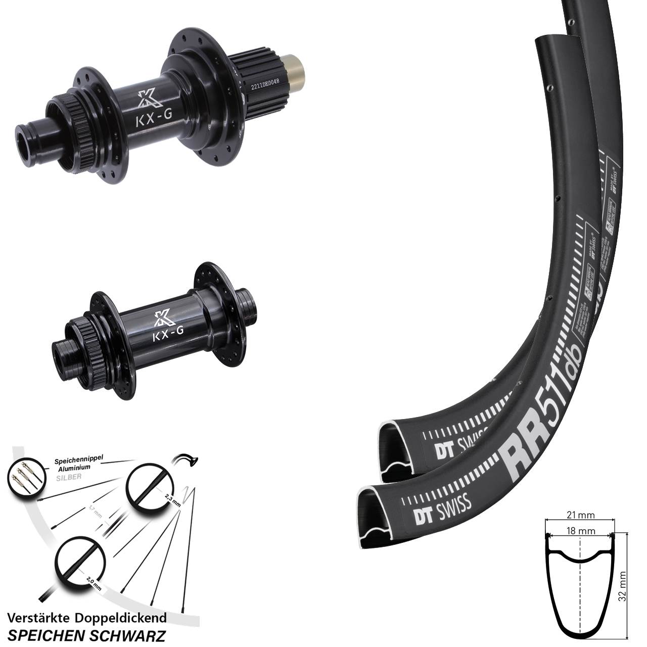 28 Zoll DT Swiss RR511 KX-G Centerlock Laufradsatz 15x100 12x142 Micro Spline