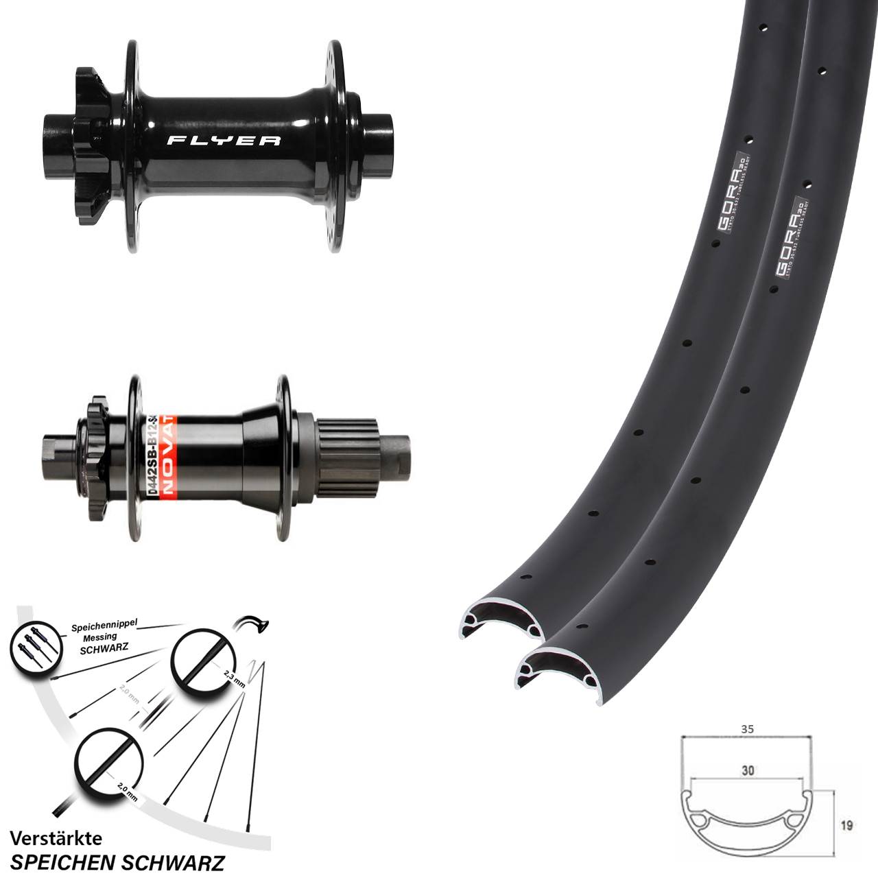 29 Zoll Gora 30 Formula DC711 Novatec D442 Disc Laufrad-Satz 15x110 12x148 Micro Spline