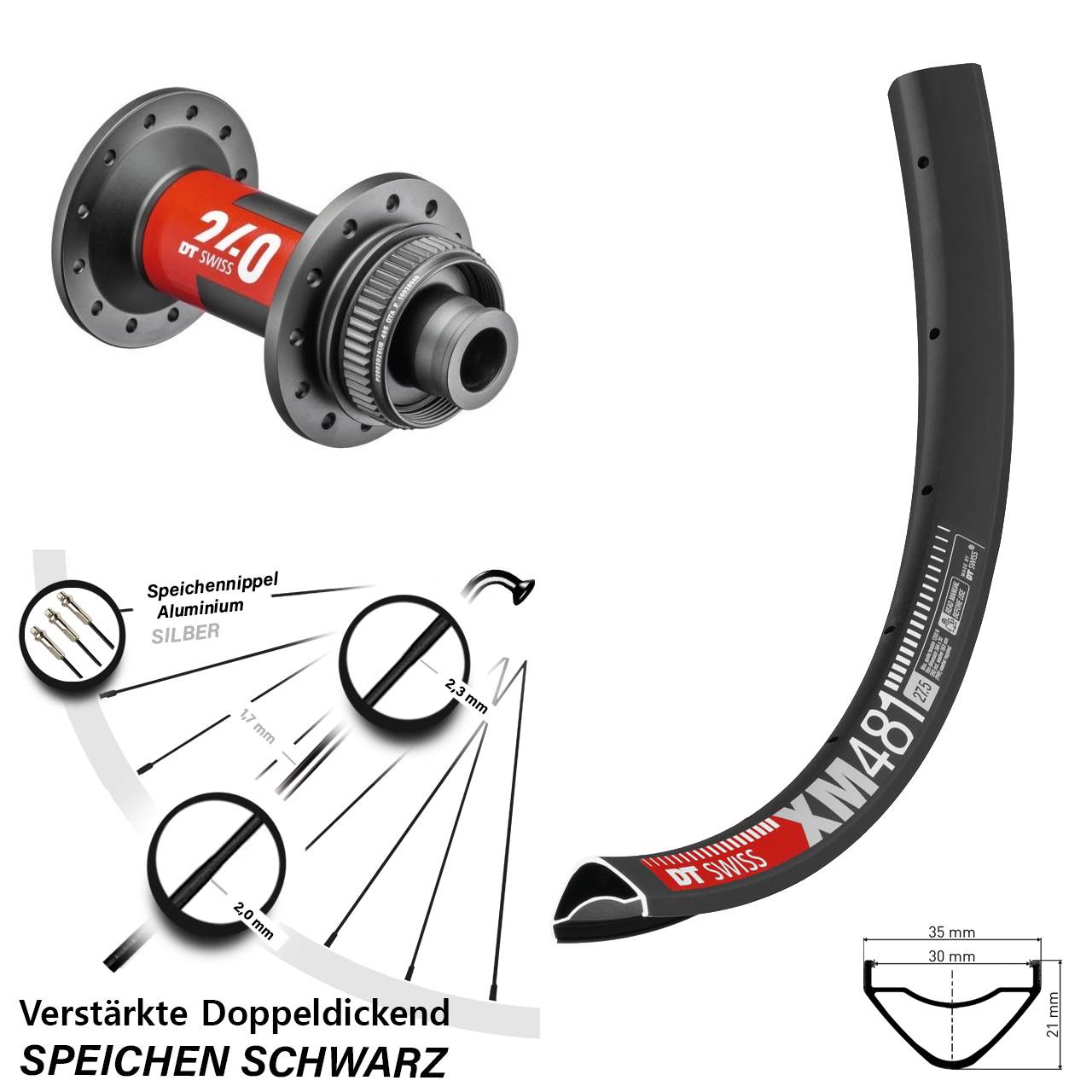 Centerlock Vorderrad 12x100 29 Zoll DT Swiss XM481-240