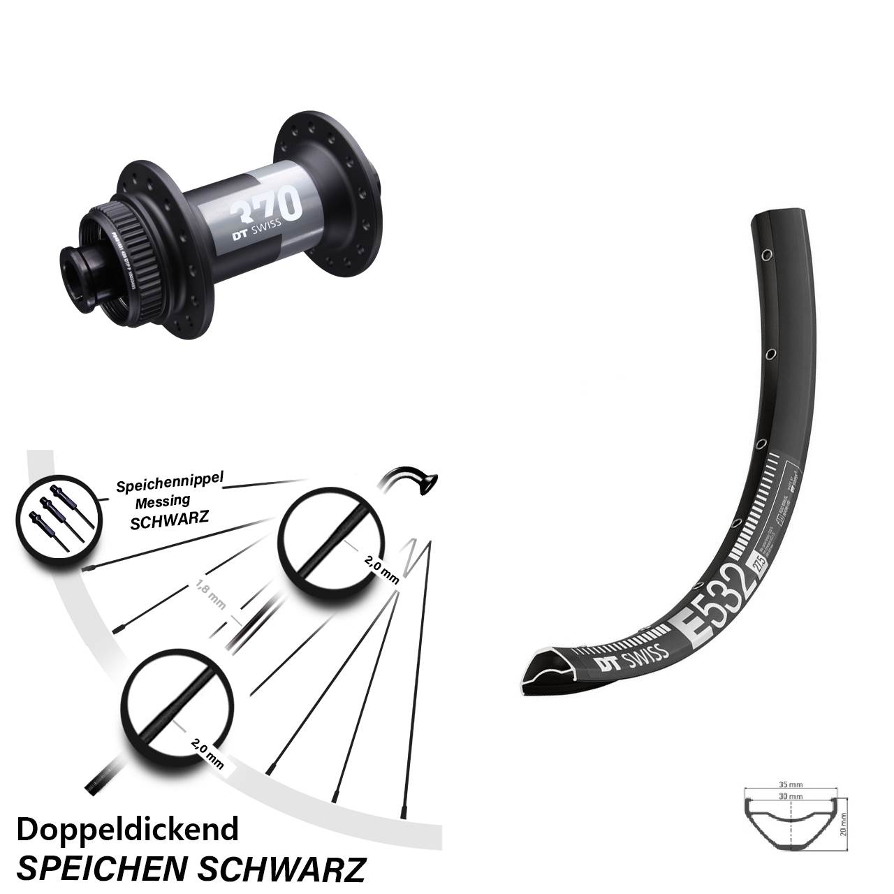 Vorderrad Centerlock 15x100 29 Zoll DT Swiss E532 370