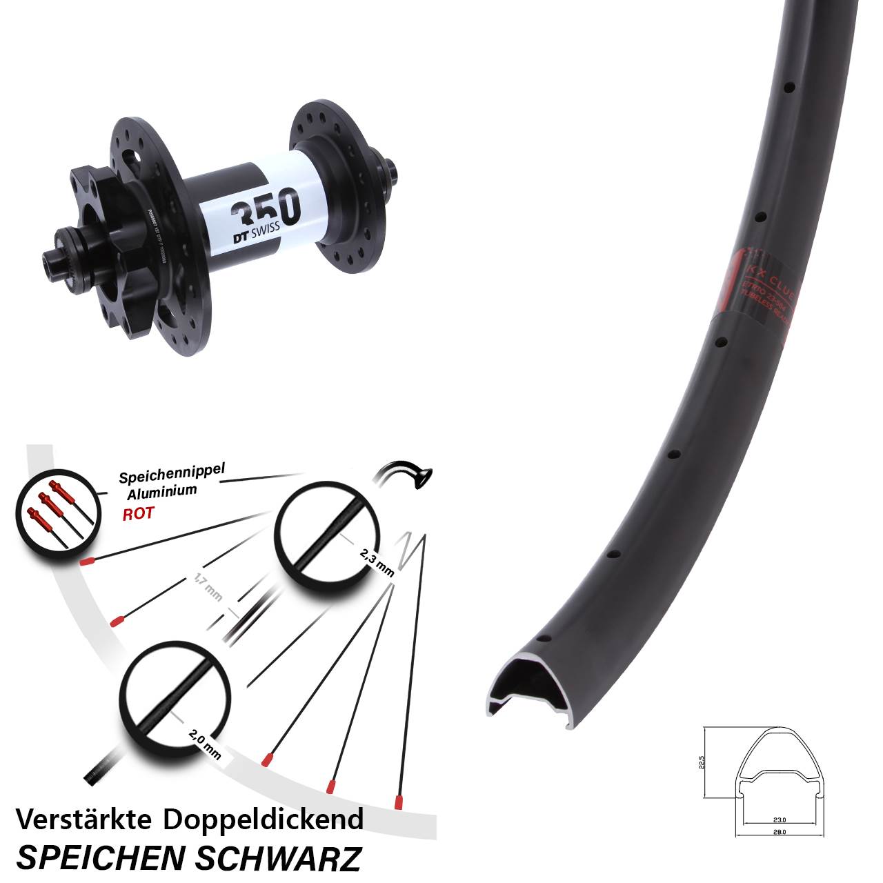 28-29 Zoll KX Clue DT Swiss 350 Disc Laufrad für Schnellspanner
