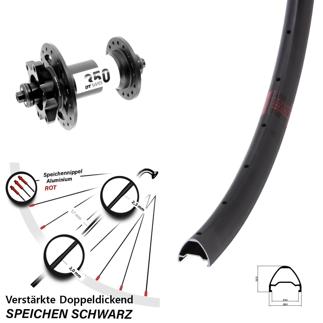 28-29 Zoll KX Clue DT Swiss 350 Disc Laufrad für Schnellspanner