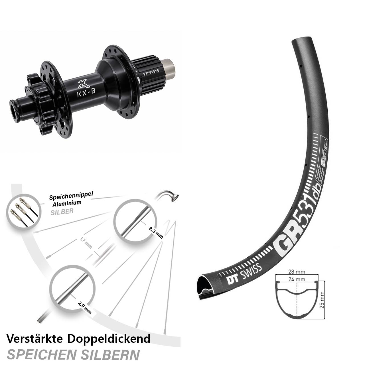 DT Swiss GR 531 KX-B 28-29 Zoll Disc Laufrad 12x148 Micro Spline