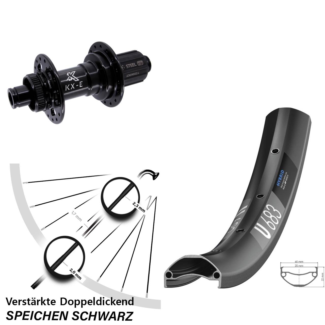 DT Swiss U 683 KX-E Heavy Duty 27,5 Zoll Hinterrad Centerlock 12x148 Boost 8-12 fach