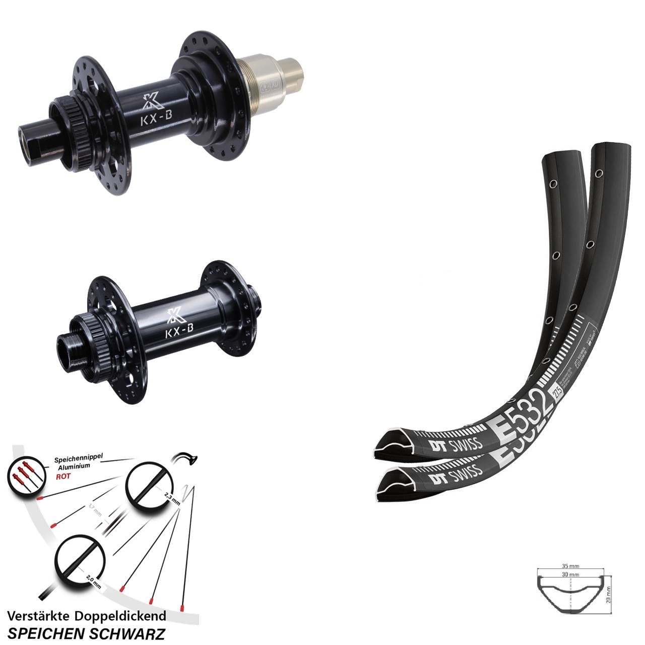 Boost Laufradsatz Centerlock 15x110 12x148 27,5 Zoll DT Swiss E532 KX-B XD 11-12 fach