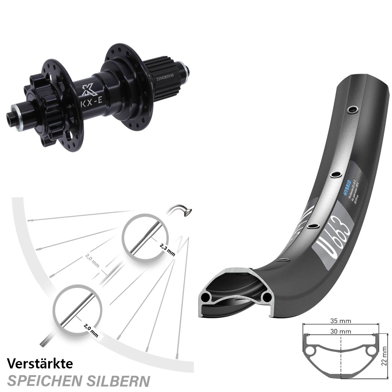 Laufrad 27,5 Zoll DT Swiss U 663 KX-E 6-Loch 5/135 Micro Spline schwarz
