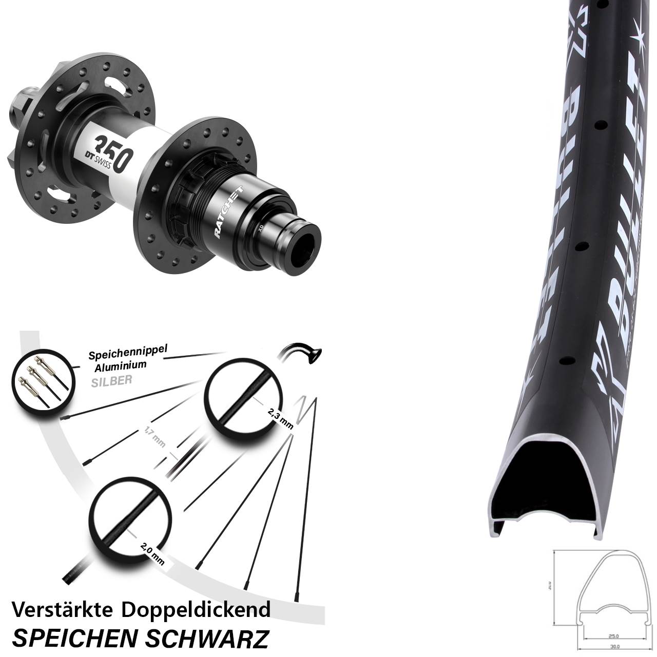 Disc Laufrad 28-29 Zoll KX Bullet OS DT Swiss 350 SRAM XD 12x148