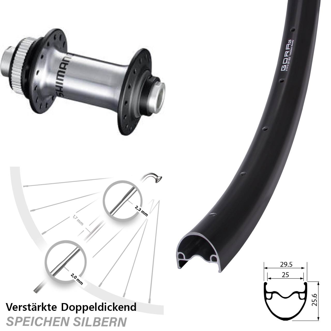 Disc Vorderrad 12x100 28 Zoll Gora 25 Shimano RS770