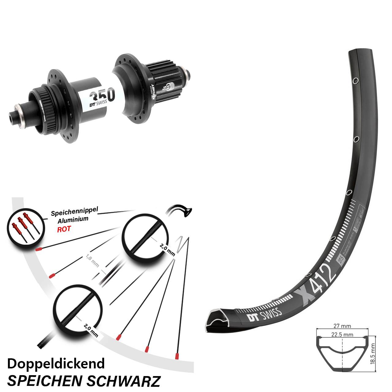 Disc Laufrad 28-29 Zoll DT Swiss X412-350 Micro Spline QR Boost