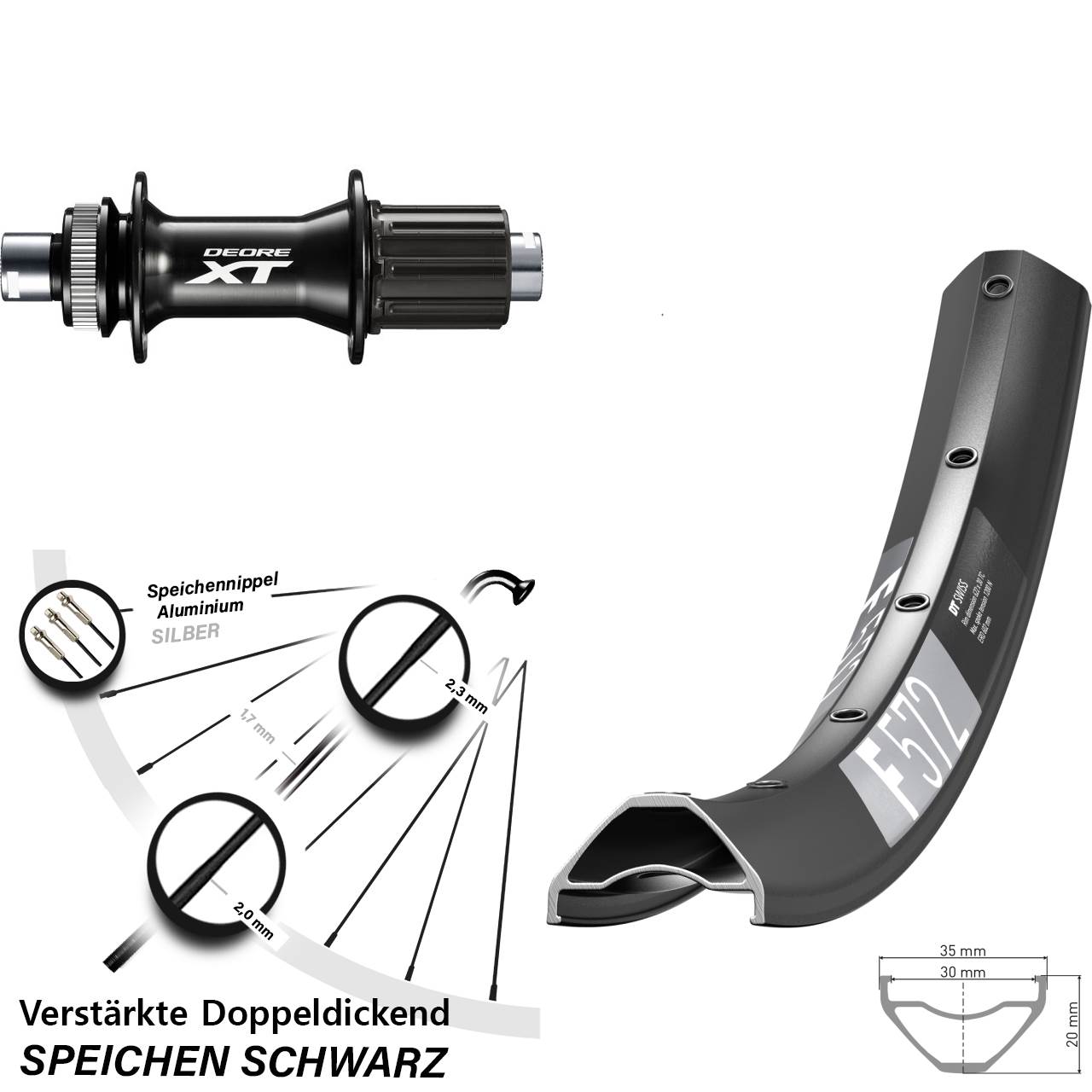 DT Swiss F 572 Shimano XT FH-M8010-B 650B Disc Laufrad 12x148 Boost 8-11 fach
