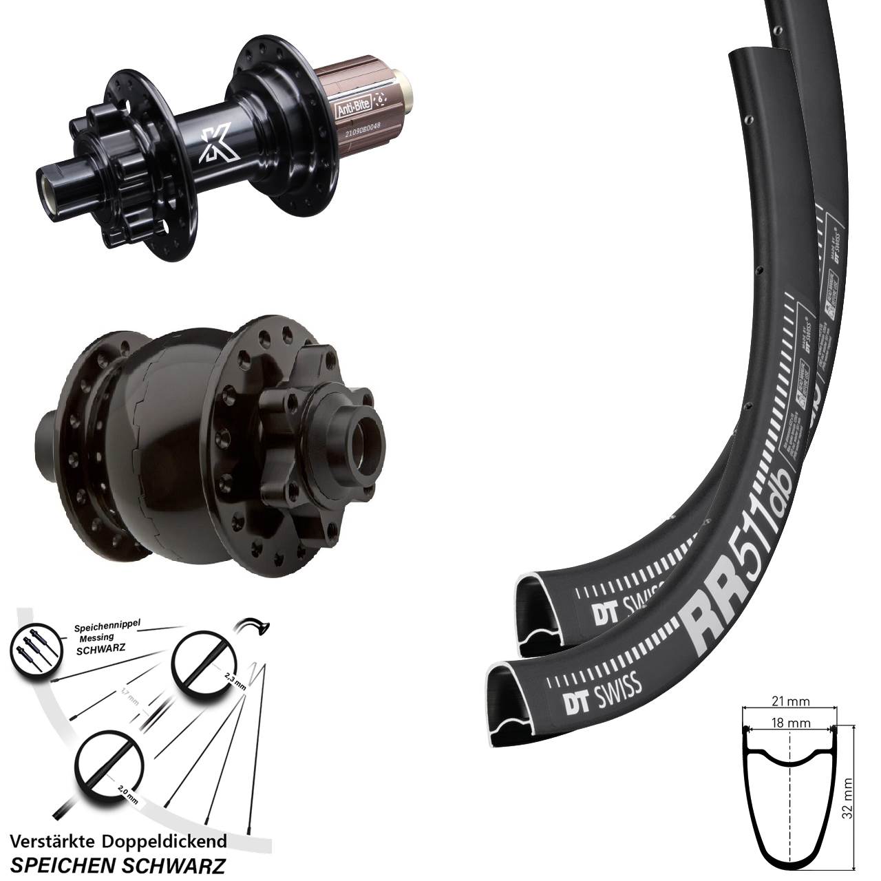Disc Laufradsatz 28 Zoll DT Swiss RR 511 KX-M SON 8-12 fach HG 15x100 12x142
