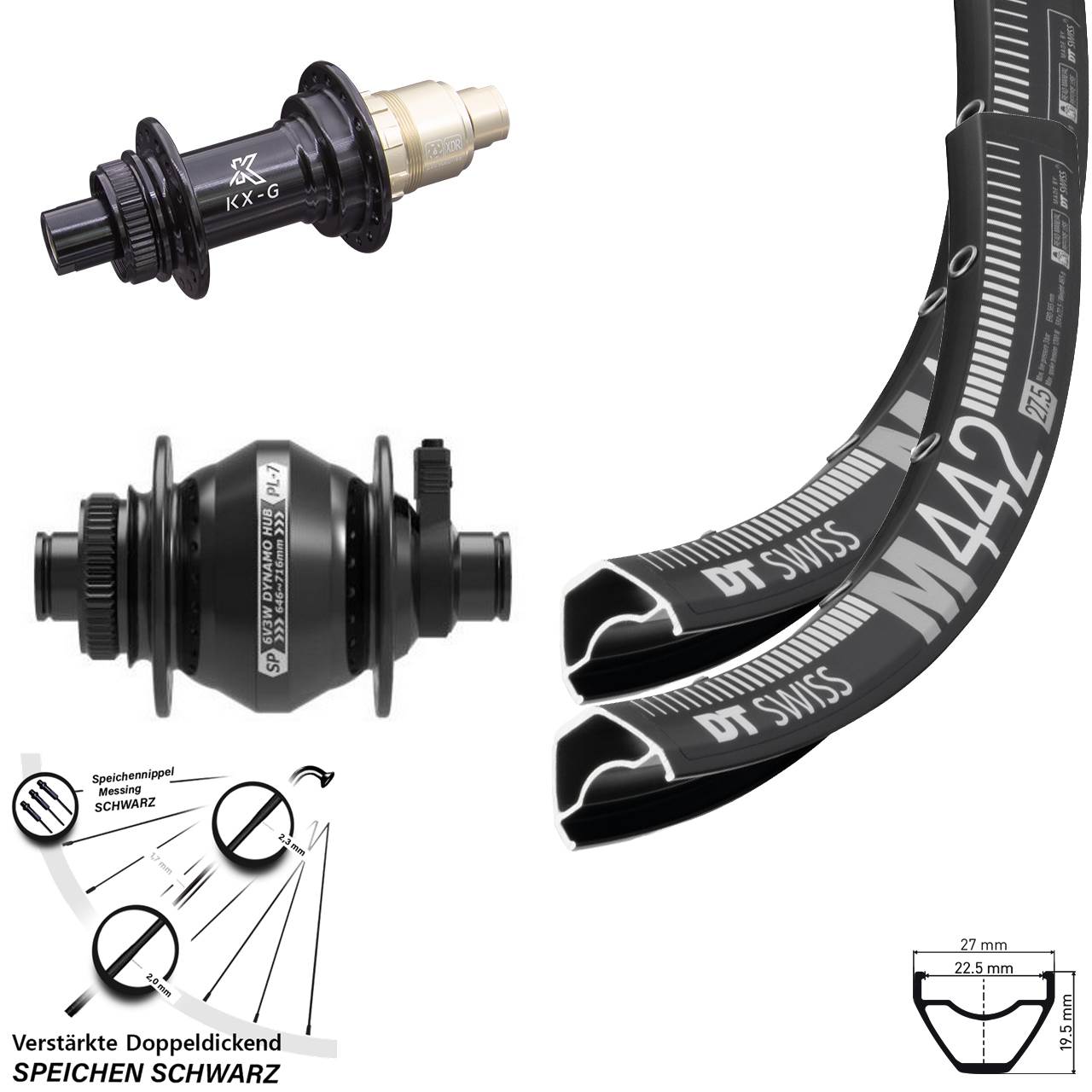 Centerlock Laufradsatz 12x100/142 28-29 Zoll DT Swiss M442 KX-G Shutter Precision PL-7 XDR