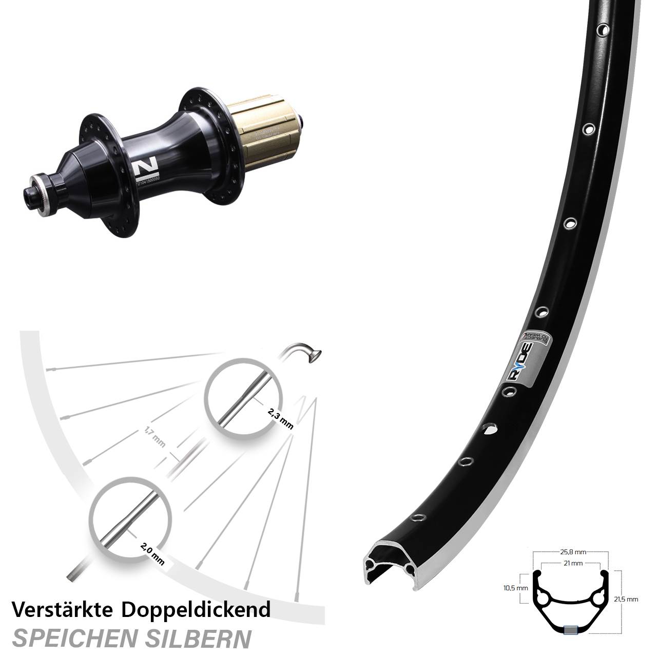 Ryde ZAC 421 Novatec F162SB 28 Zoll Hinterrad für Schnellspanner 8-12 fach