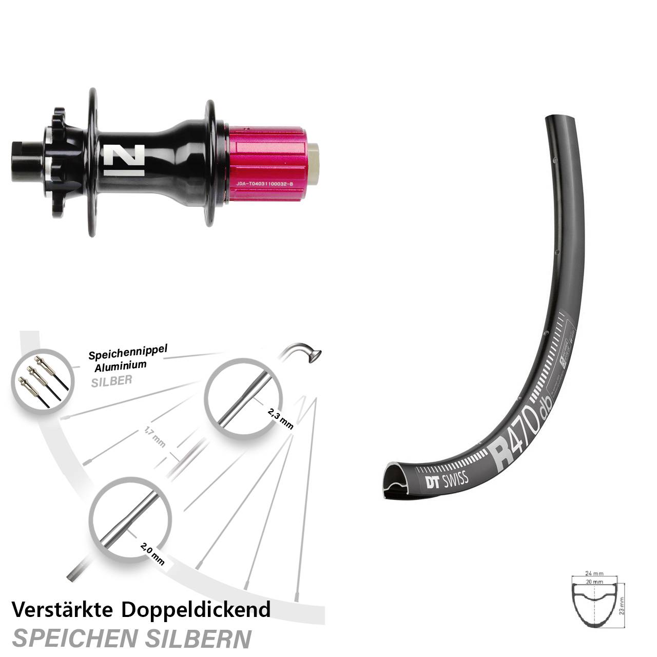 6-Loch Hinterrad 28 Zoll DT Swiss R 470 Novatec D792 8-12 fach HG 12x142