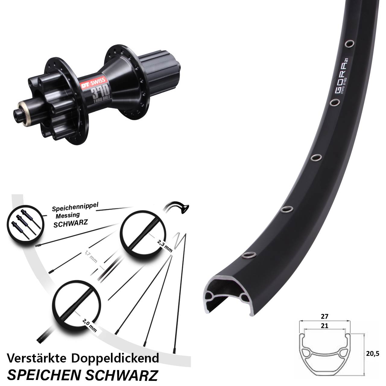 Disc Hinterrad 28 Zoll Gora 21 DT Swiss 370 8-11 fach HG QR