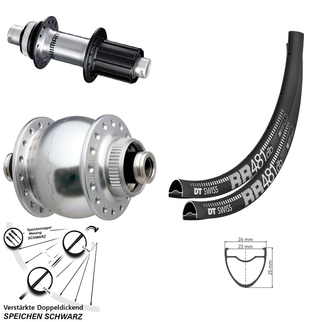 Laufradsatz Centerlock 12x100/142 DT Swiss RR481 SON 28 Zoll Shimano GRX 8-12 fach