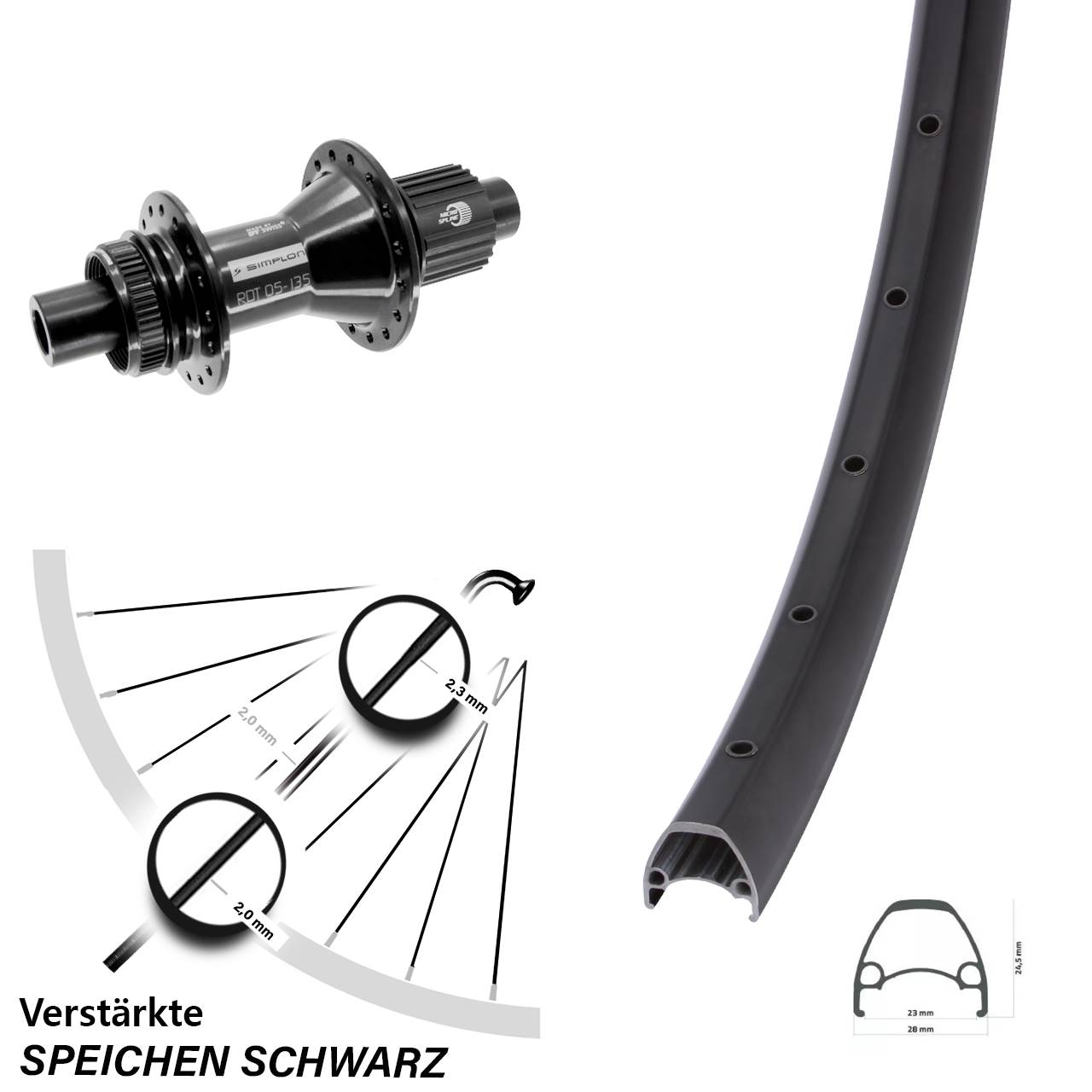 Ambrosio Sport DT Swiss 370 Hybrid 28 Zoll Hinterrad 12x142 Micro Spline CL