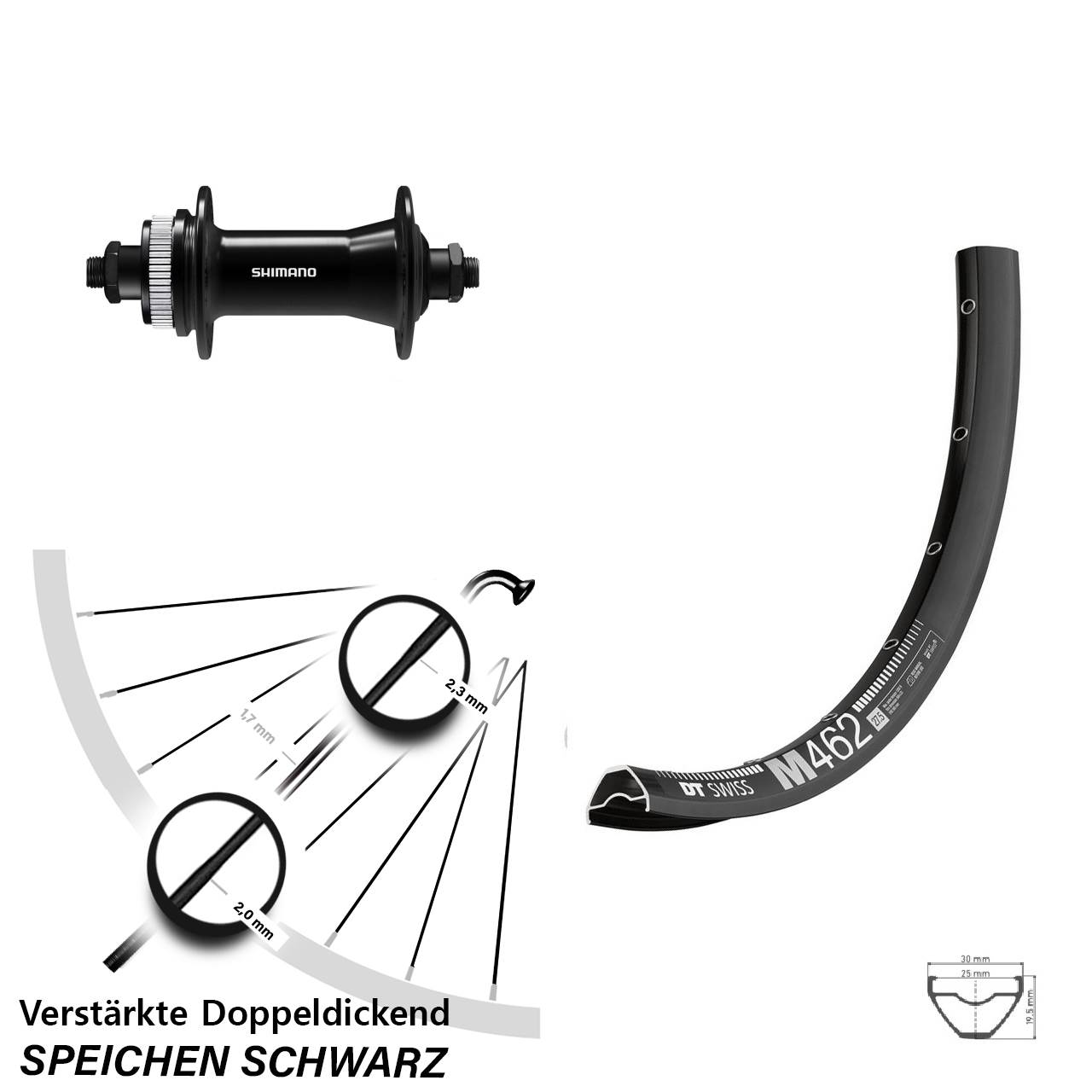 Disc Laufrad QR 27,5 Zoll DT Swiss M462 Shimano HB-QC400