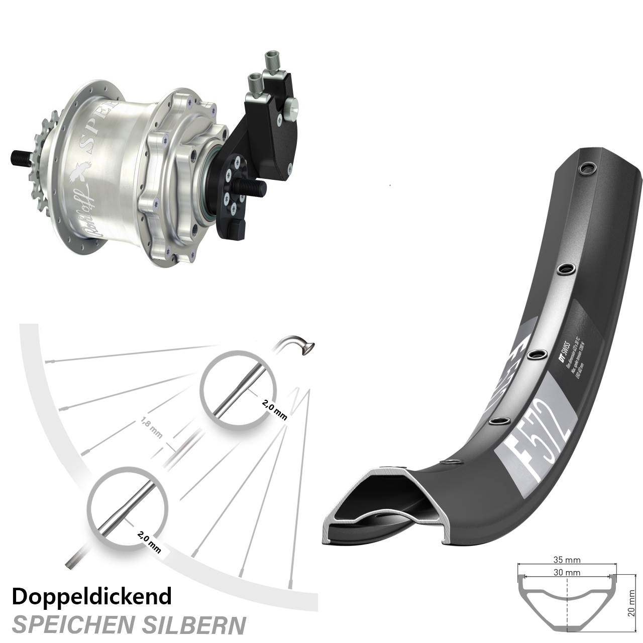 29 Zoll DT Swiss F 572 Rohloff Speedhub TS DB OEM Tandem