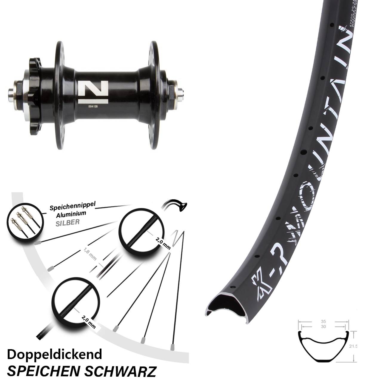 KX-R Mountain Novatec D041 29 Zoll 6-Loch Vorderrad QR