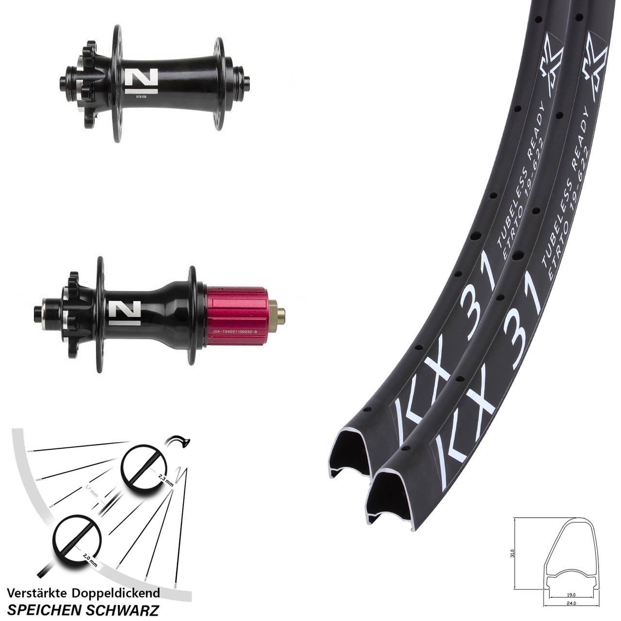 Laufrad-Satz 6-Loch 28 Zoll KX 31 Offset Novatec D791SB-D792SB 8-12 fach QR