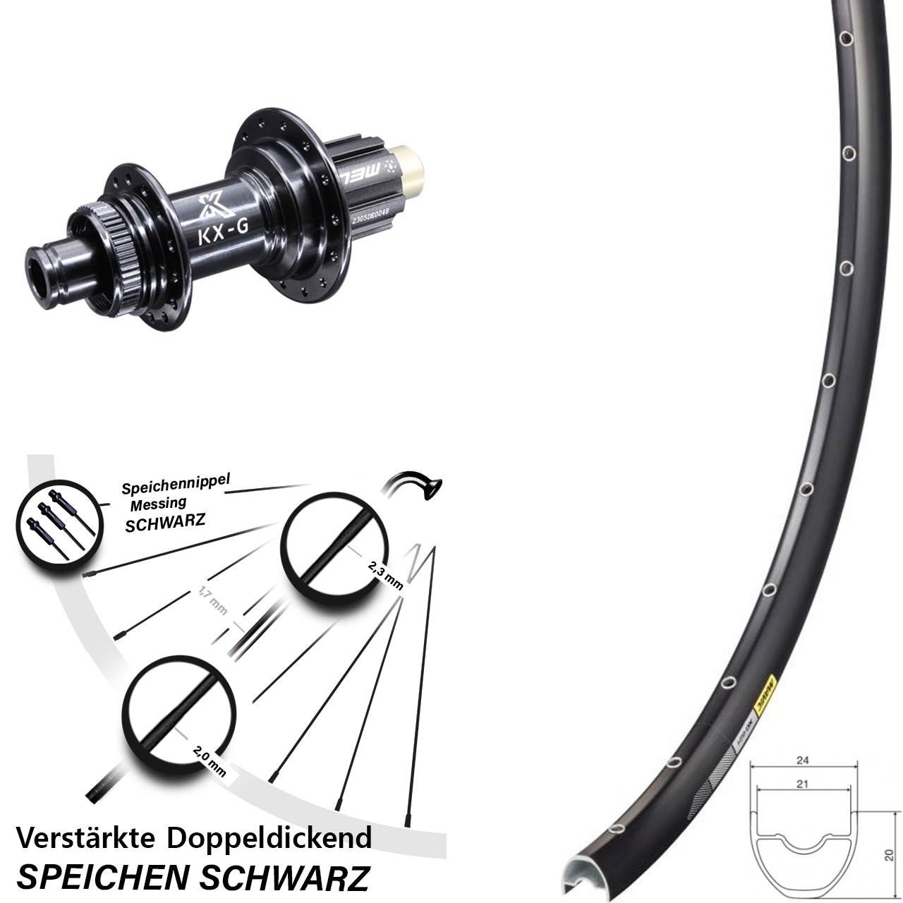 Hinterrad 29 Zoll Mavic XC621 KX-G Centerlock Campagnolo N3W schwarz 12x142
