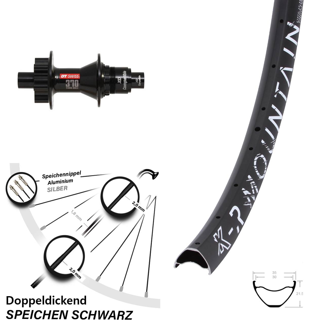 Disc Hinterrad 27,5 Zoll KX-R Mountain DT Swiss 370 XD 12x142
