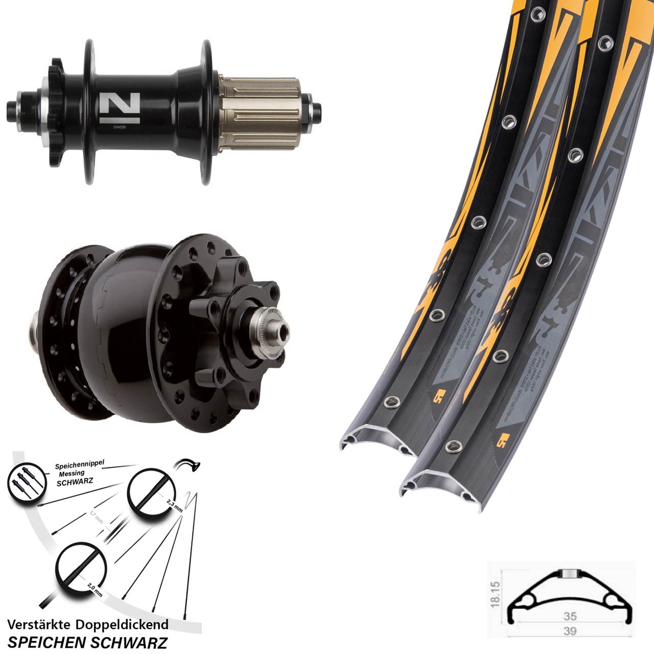 Rodi TRYP 35 Novatec D042 SON 28 27,5 Zoll Disc Laufradsatz QR 8-11 fach HG