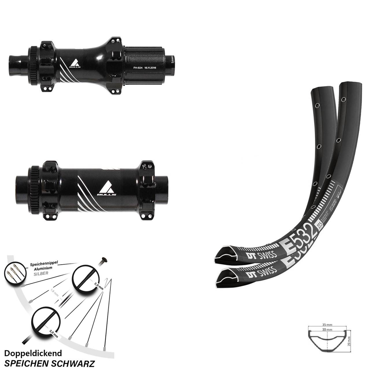 Laufradsatz 29 Zoll Boost Centerlock Formula Bulls Straightpull DT Swiss E 532