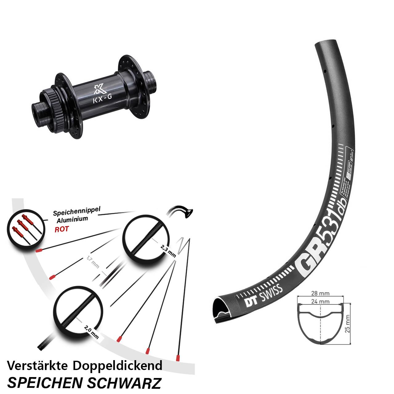 Centerlock Vorderrad 15x100 27,5 Zoll DT Swiss GR 531 KX-G