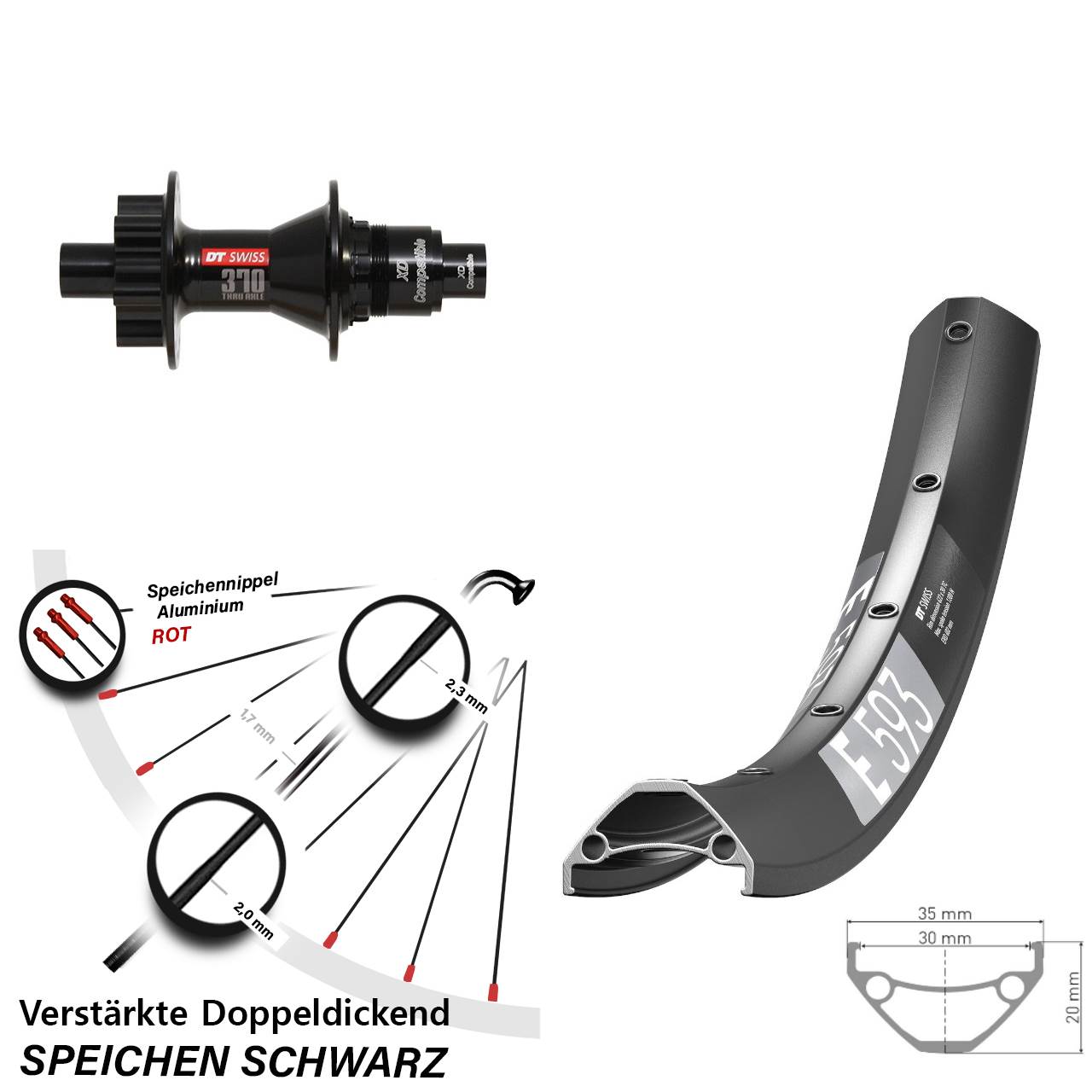 Disc Hinterrad 12x142 29 Zoll DT Swiss E593-370 SRAM XD