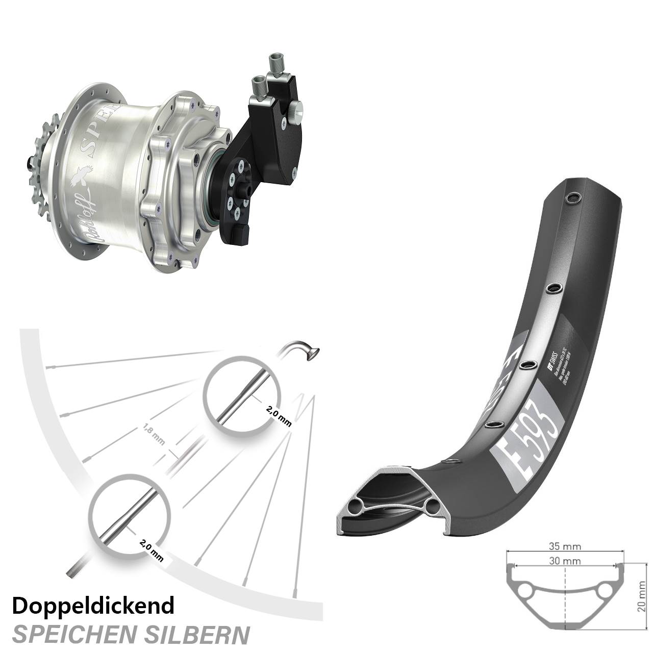 Disc Hinterrrad 29 Zoll DT Swiss E593 Rohloff Speedhub 500/14 CC DB OEM