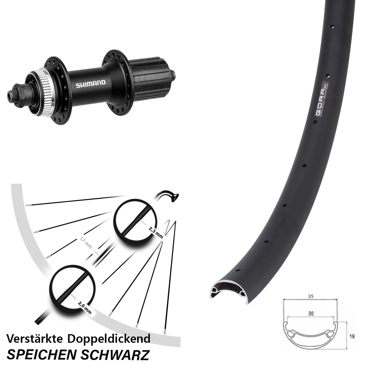 Disc Hinterrad 26 Zoll Gora 30 Shimano FH-M4050 8-11 fach für Schnellspanner