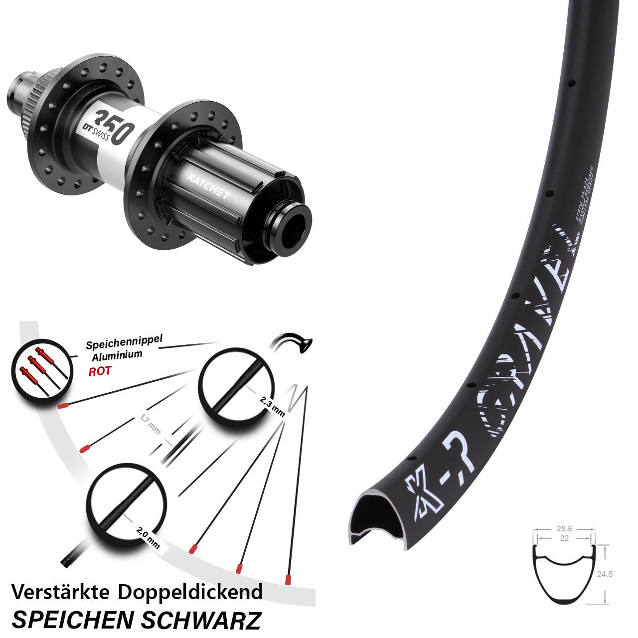 KX-R Gravel DT Swiss 350 Road 29 Zoll Disc Laufrad 12x142 11-12 fach HG