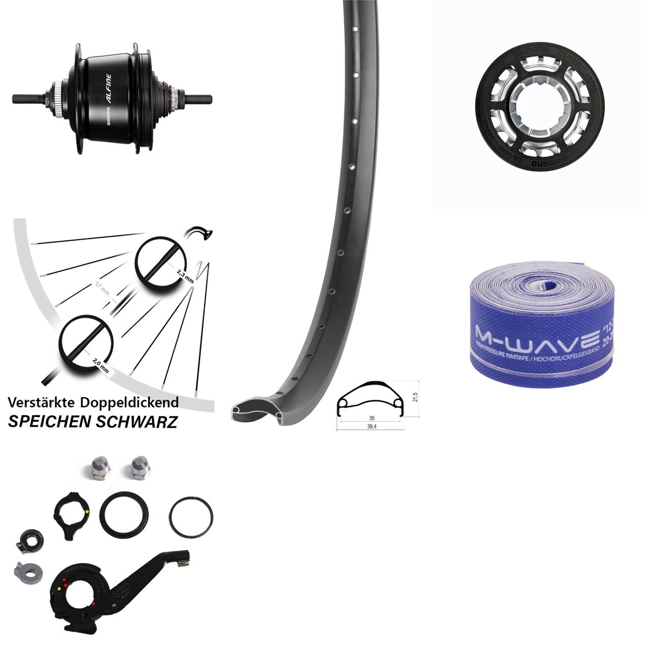 29 Zoll Hinterrad Ambrosio E35 Shimano Alfine 8 Gang Centerlock