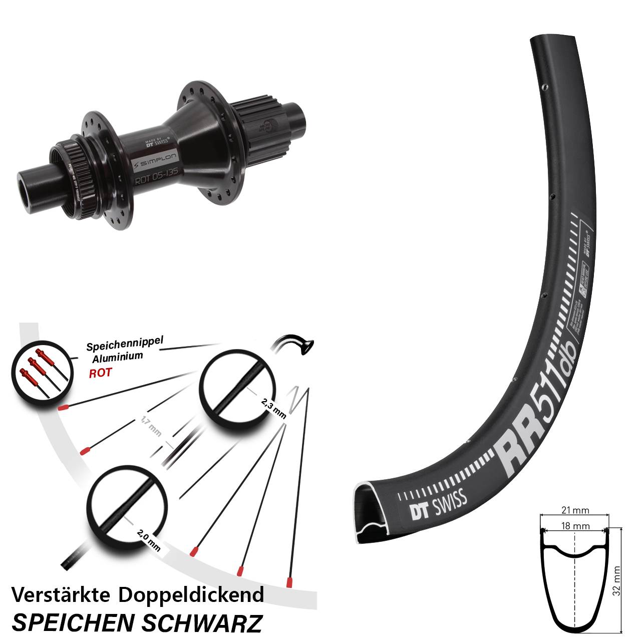 28 Zoll DT Swiss RR511 DT Swiss 370 Hybrid Disc Laufrad 12x142 Shimano Micro Spline