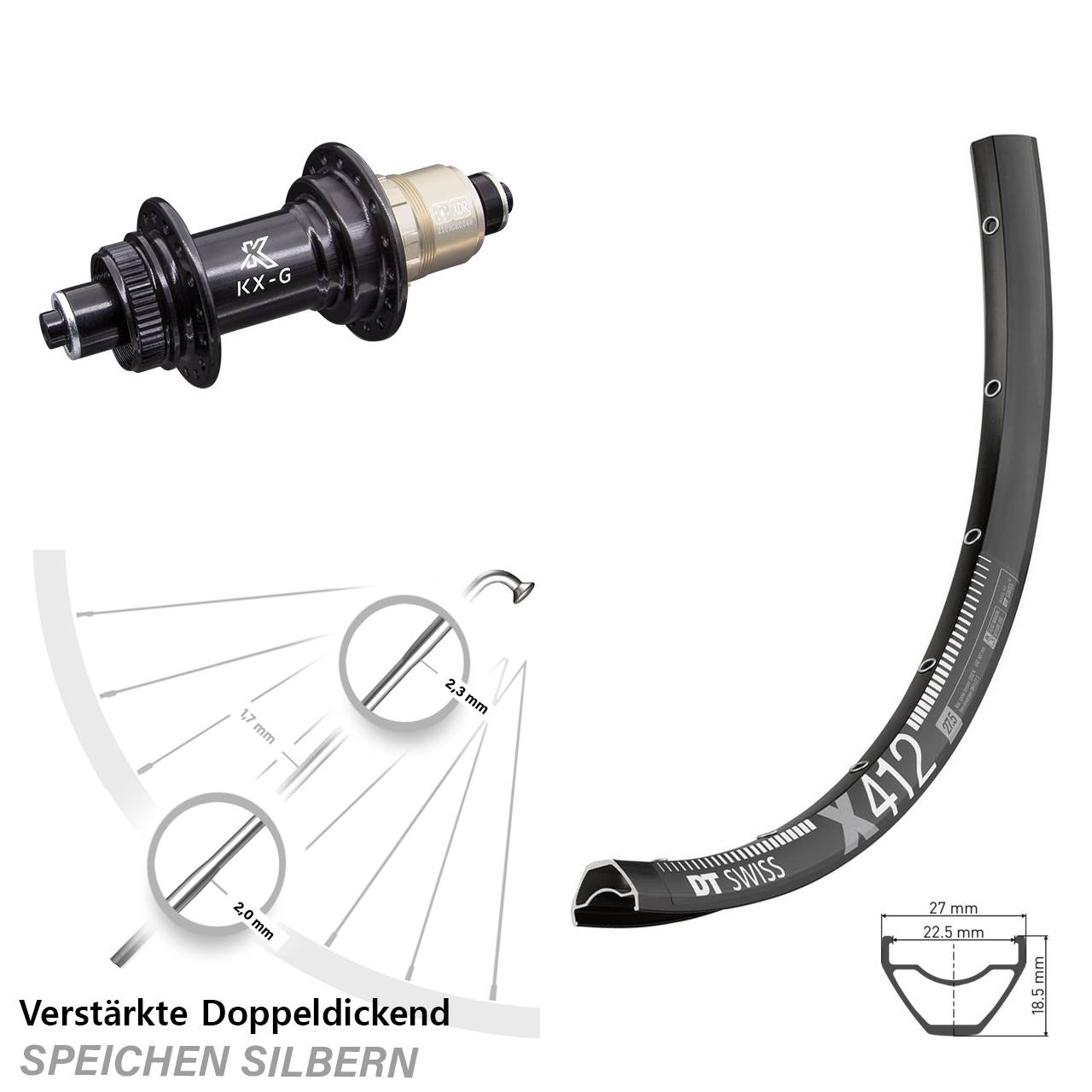 Hinterrad Centerlock für Schnellspanner 29 Zoll DT Swiss X 412 KX-G SRAM XDR
